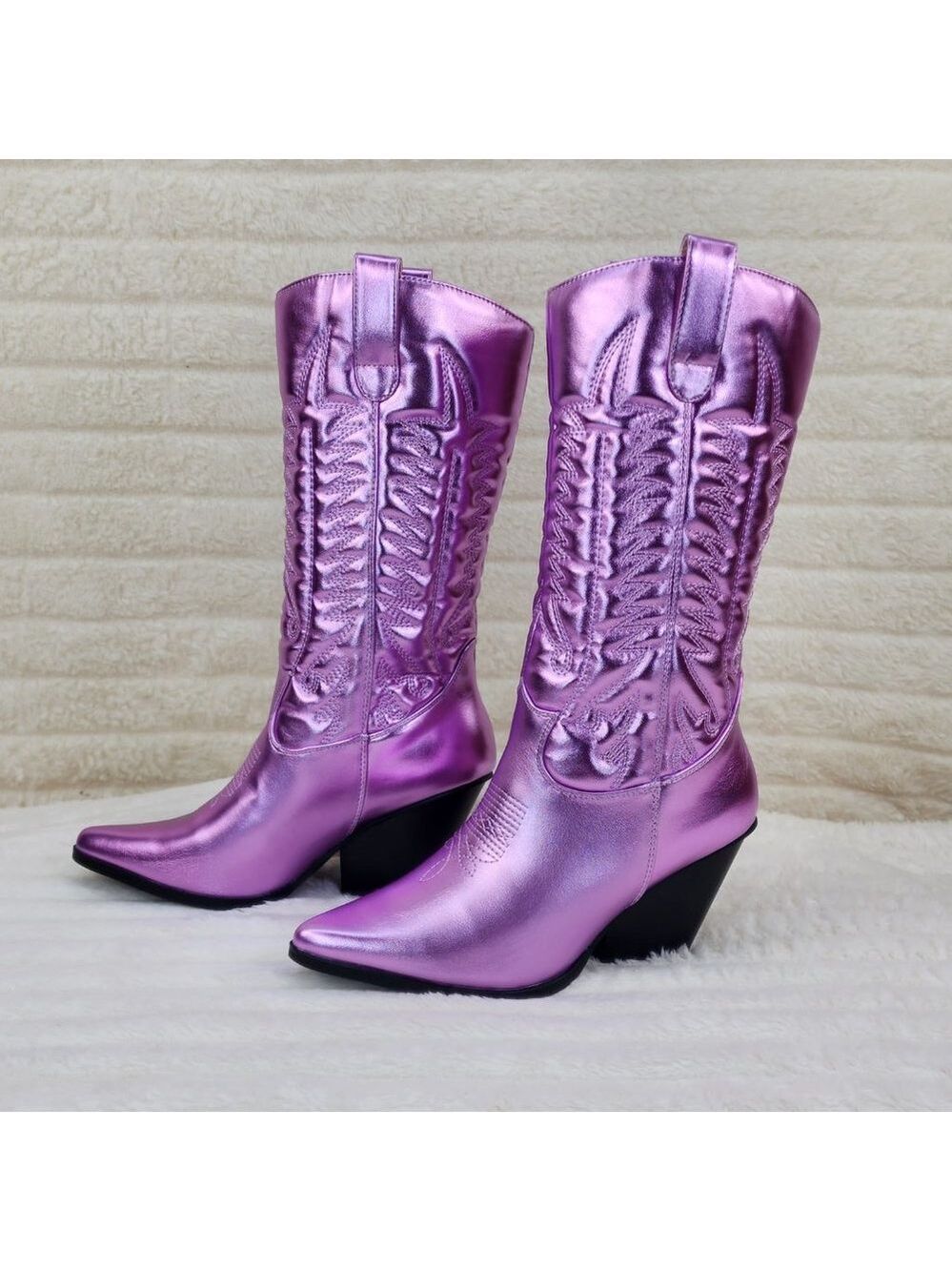 Disco Cowboy Metallic Lilac Purple Western Cowgirl Boots New - Picture 6 of 9